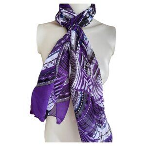 Chico's Geometric Purple Semi-Sheer Scarf